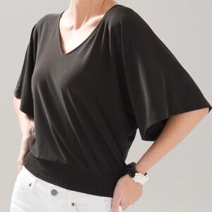 White House Black Market Black V-Neck Blouse